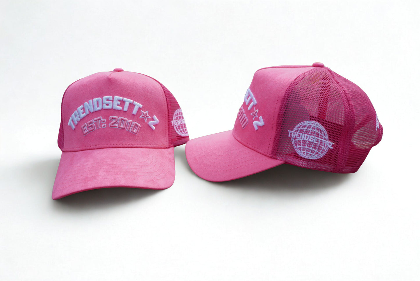 Pink "Trendsettaz" Suede Trucker Hat